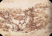 LEONARDO da Vinci Landscape in the Arnotal oil painting